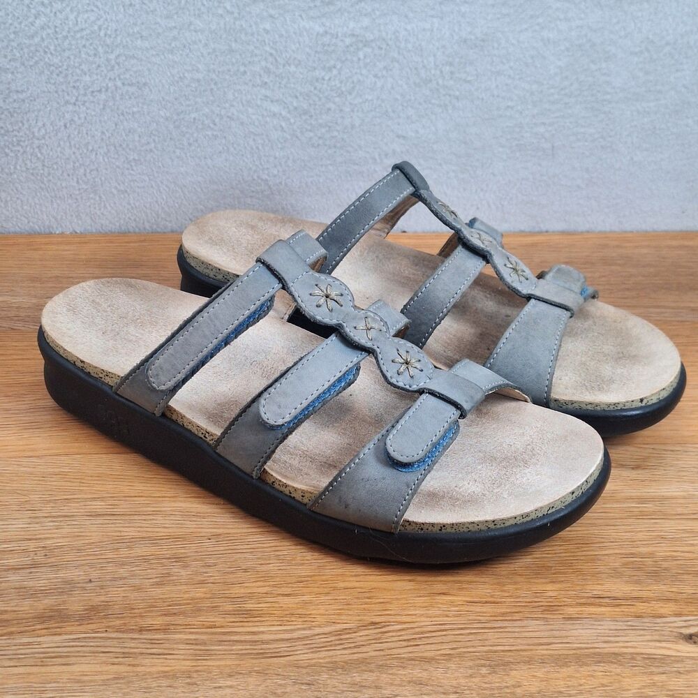 SAS Naples Women's 8 Slide Sandal Denim Blue Suede Adjustable Arch Support USA